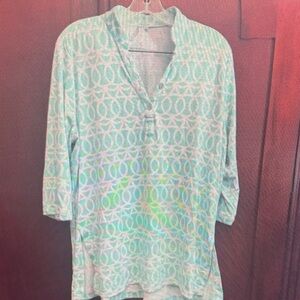 Stylish Aqua Patterned Women's Top